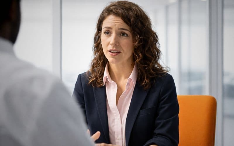 Professional woman discussing salary negotiation factors in the 2026 job market, illustrating how job market conditions affect salary offers and employer leverage