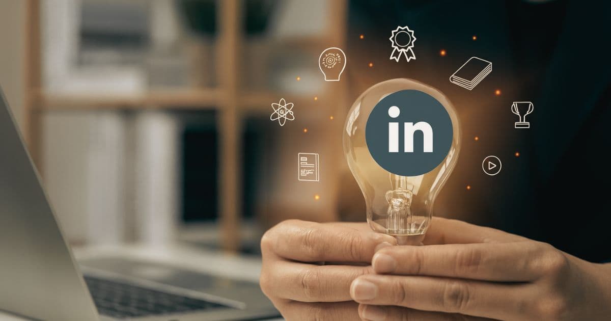 Hands holding lightbulb with LinkedIn logo, symbolizing online learning, career growth, and the value of LinkedIn Learning certificates for job seekers.