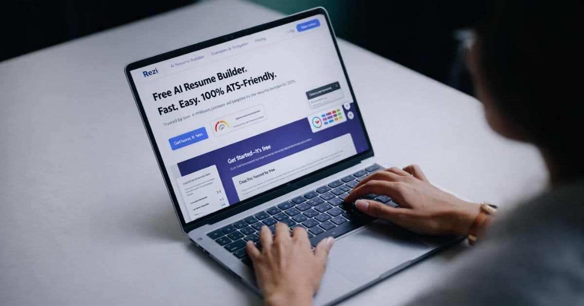 Job seeker comparing Rezi resume builder and ChatGPT on laptop while optimizing resume for ATS and recruiter review