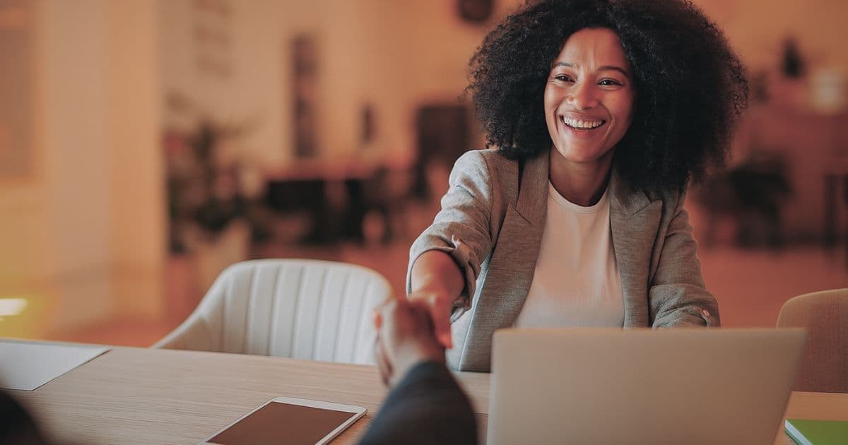 Job seeker meeting hiring manager