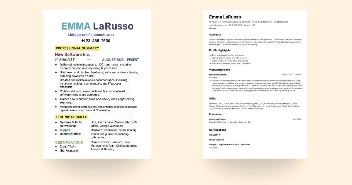 Traditional resume that is confusing