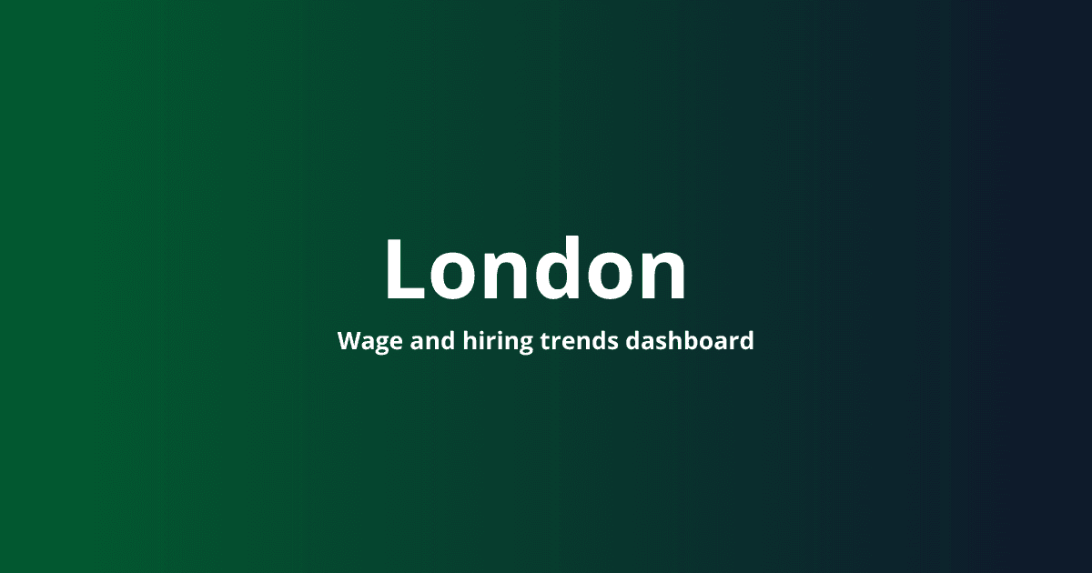 Greater London labour market dashboard showing wage trends, hiring rates, placement data, and employment statistics