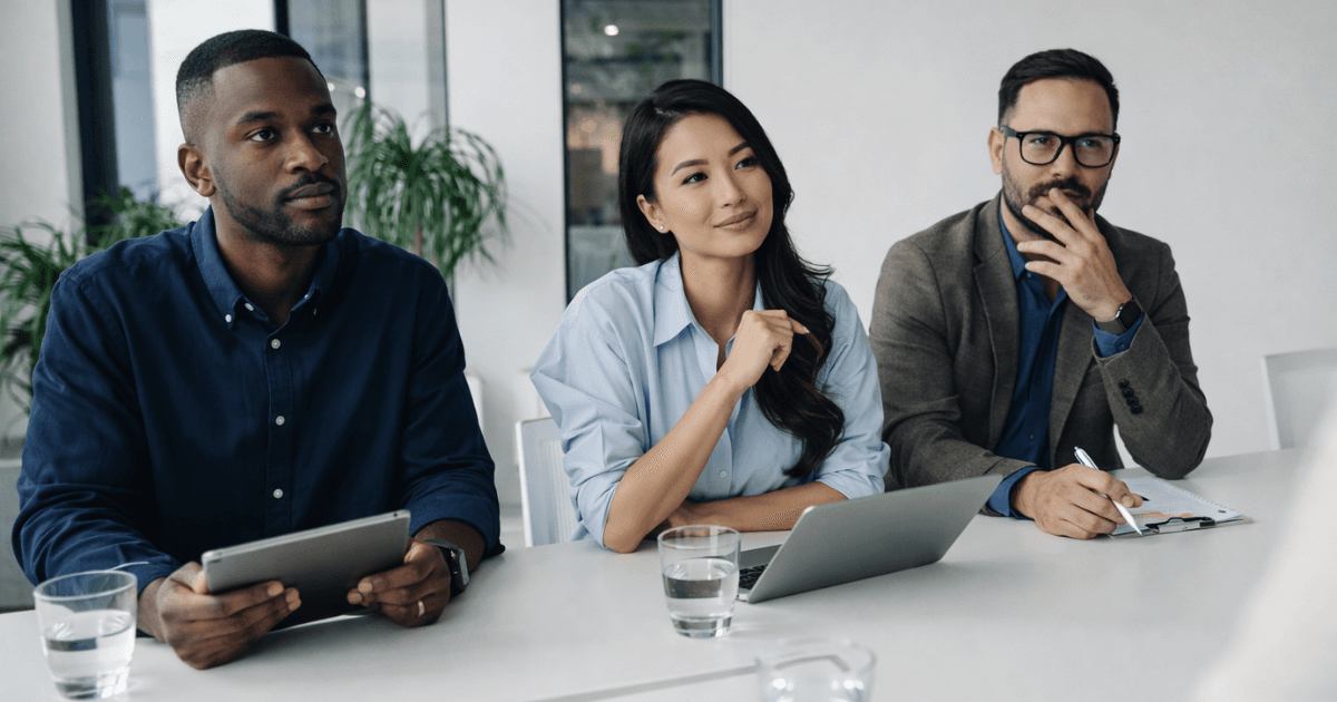Candidate in a job interview showing confidence and engagement, highlighting green flags and positive hiring signals
