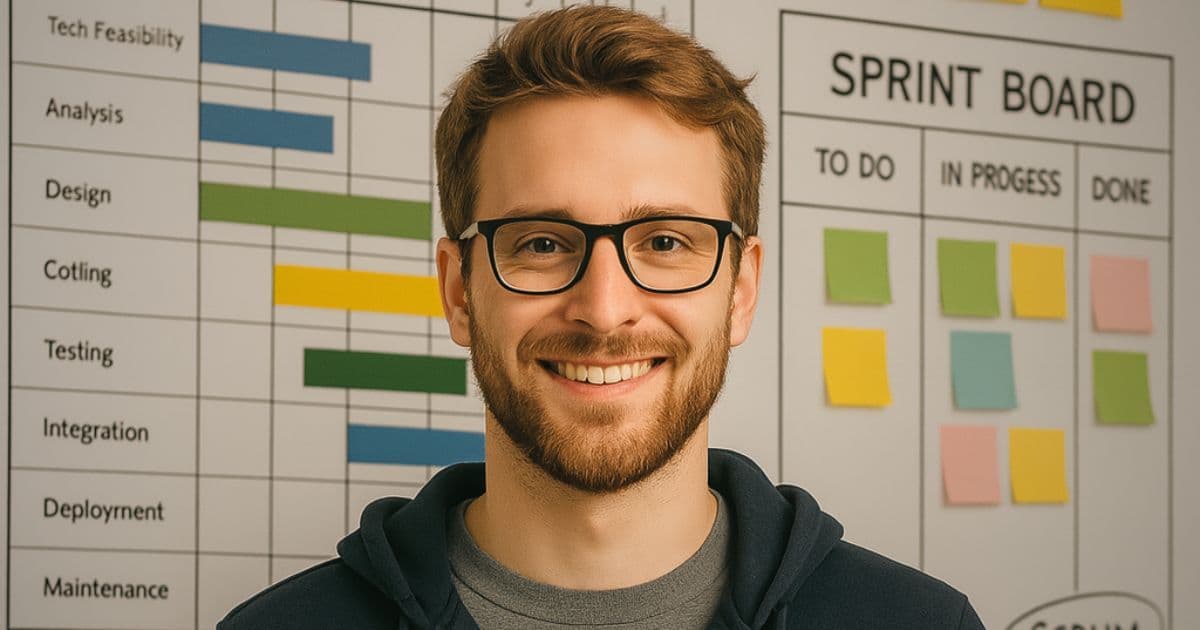 IT Project manager working on his job application, resume and cover letter